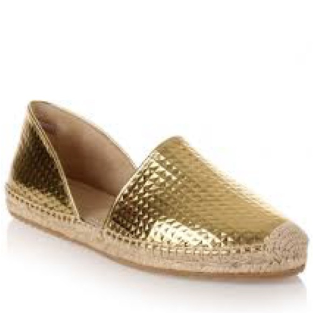 Jimmy Choo Gold D’Orsay Flat Espadrilles Size 37